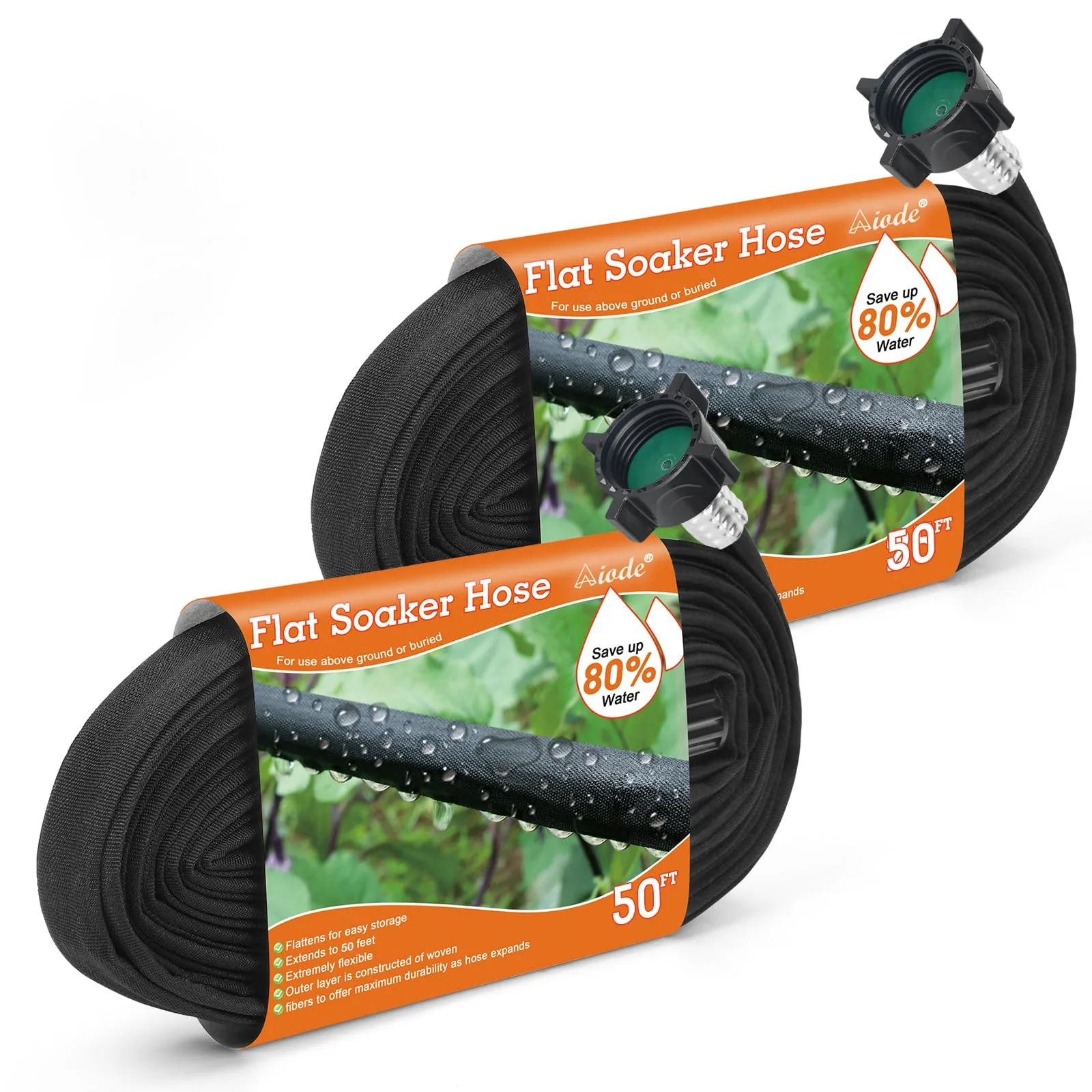 Soaker Hose 50ft Flat Heavy Duty Garden Soaker
